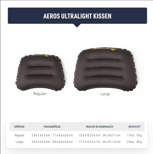 Sea to Summit Aeros Ultralight Inflatable Camping and Travel Pillow