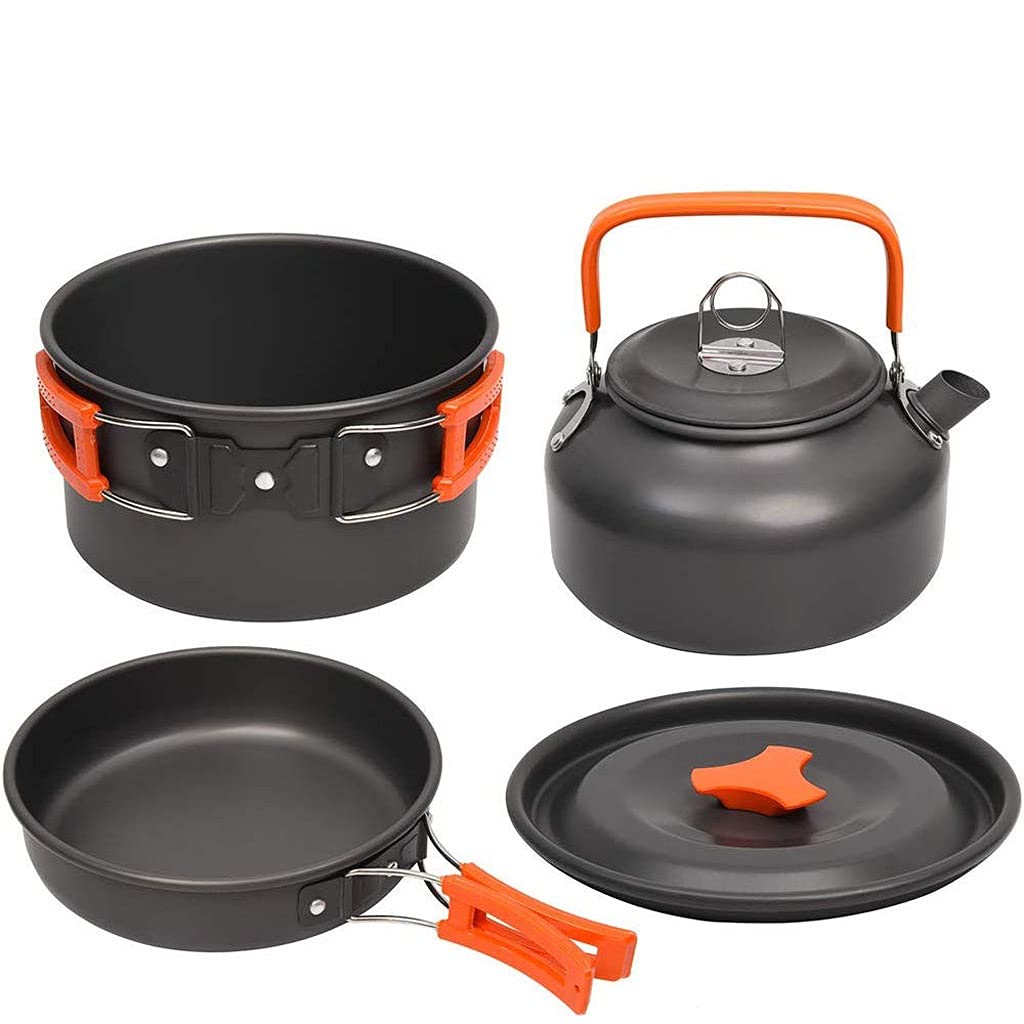 Aluminum Camping Cookware Set with Kettle & Pots