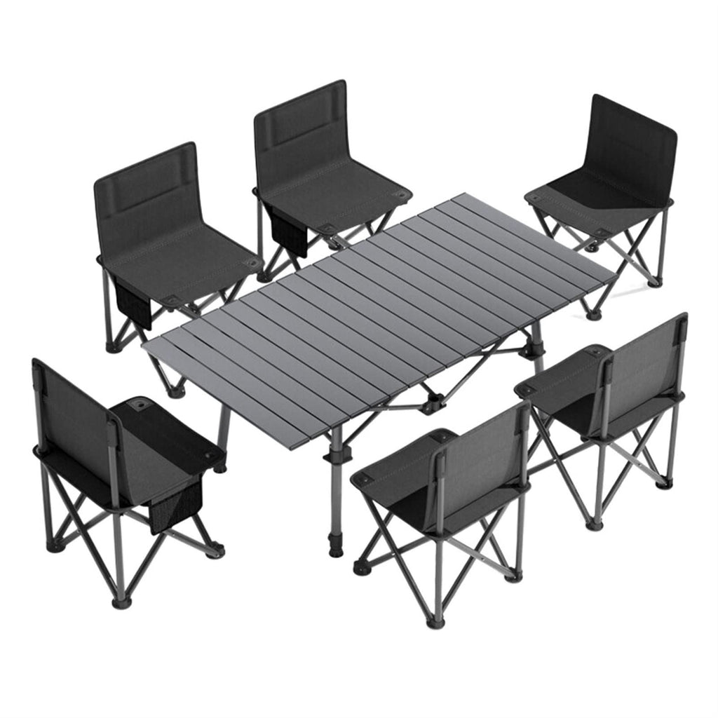 Portable Picnic Table 7PCS Table and Chair Set, Folding Roll Up Camping Travel Table