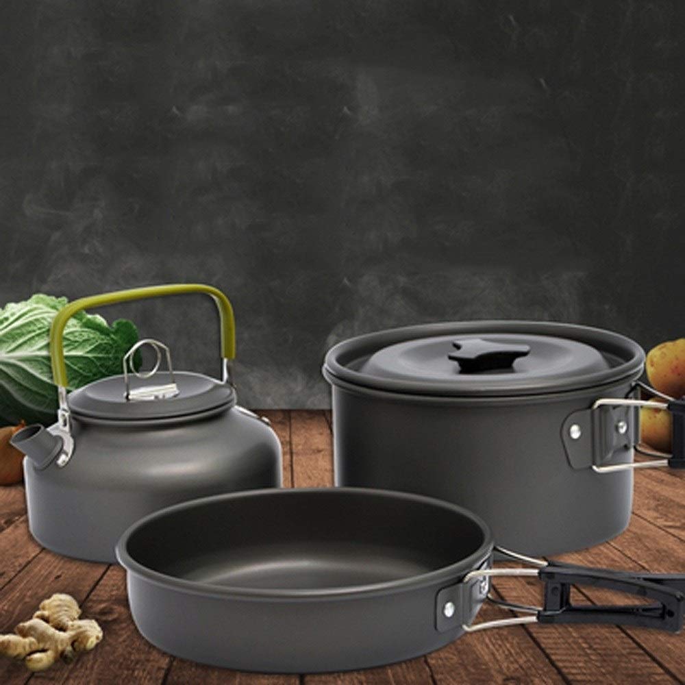 Camping Cookware Set with Kettle & Frying Pan