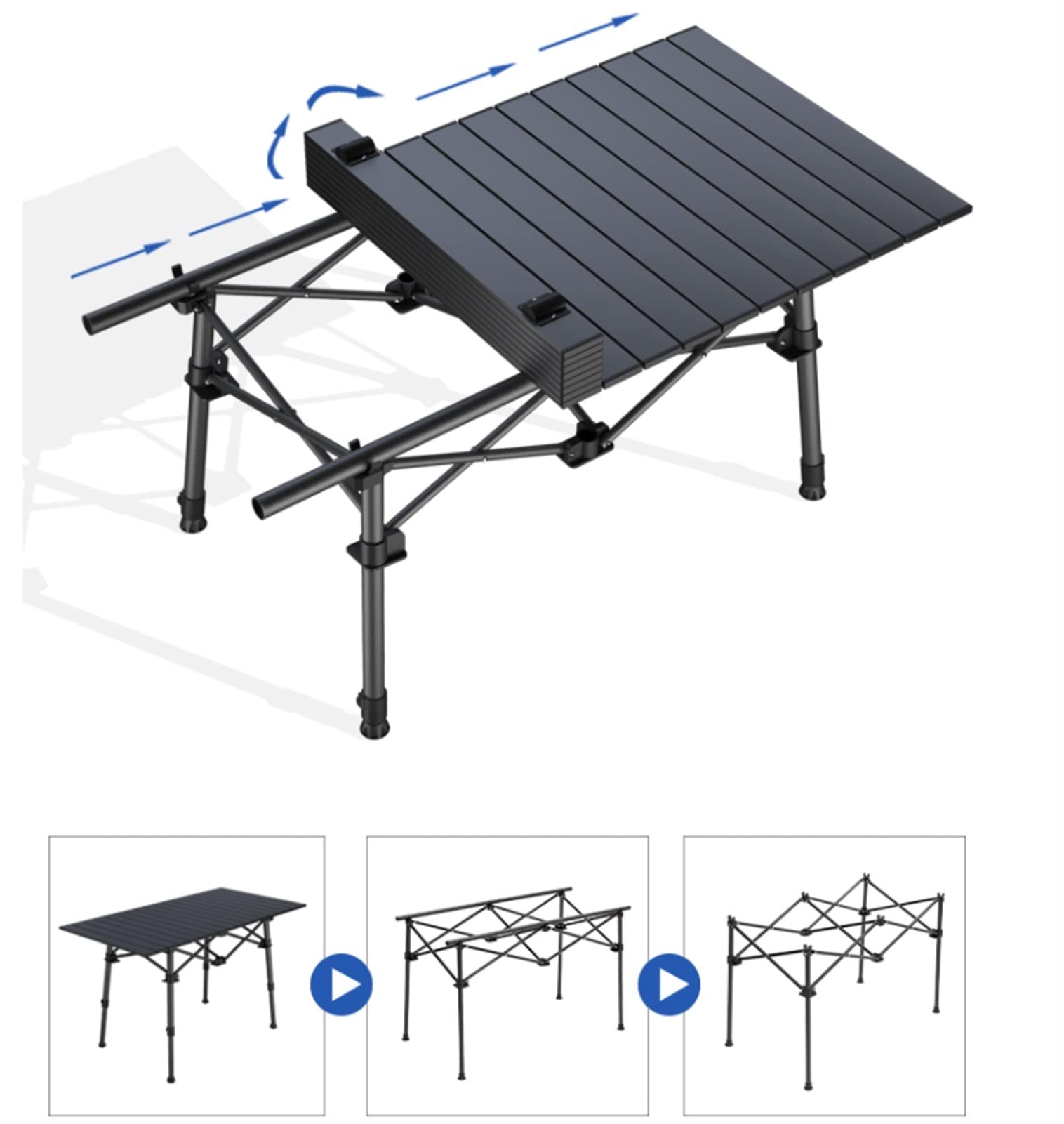 Portable Picnic Table 7PCS Table and Chair Set, Folding Roll Up Camping Travel Table