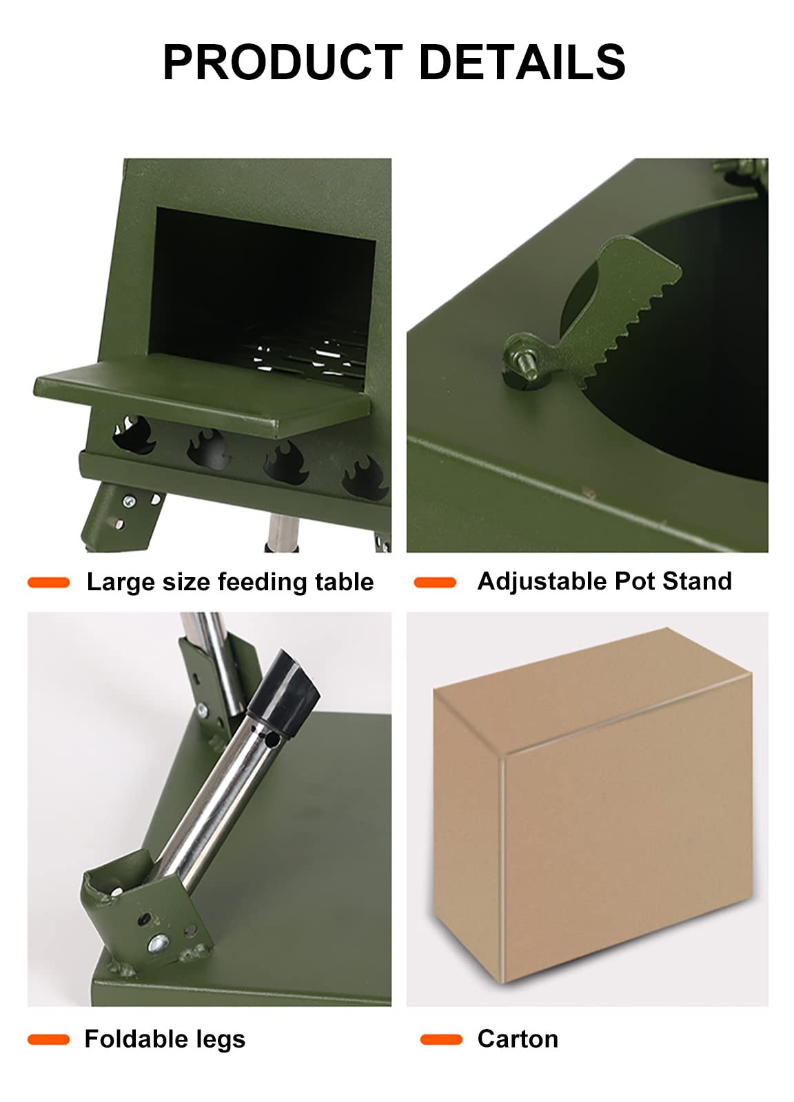Portable Camping Rocket Wood Stove with Storage Bag
