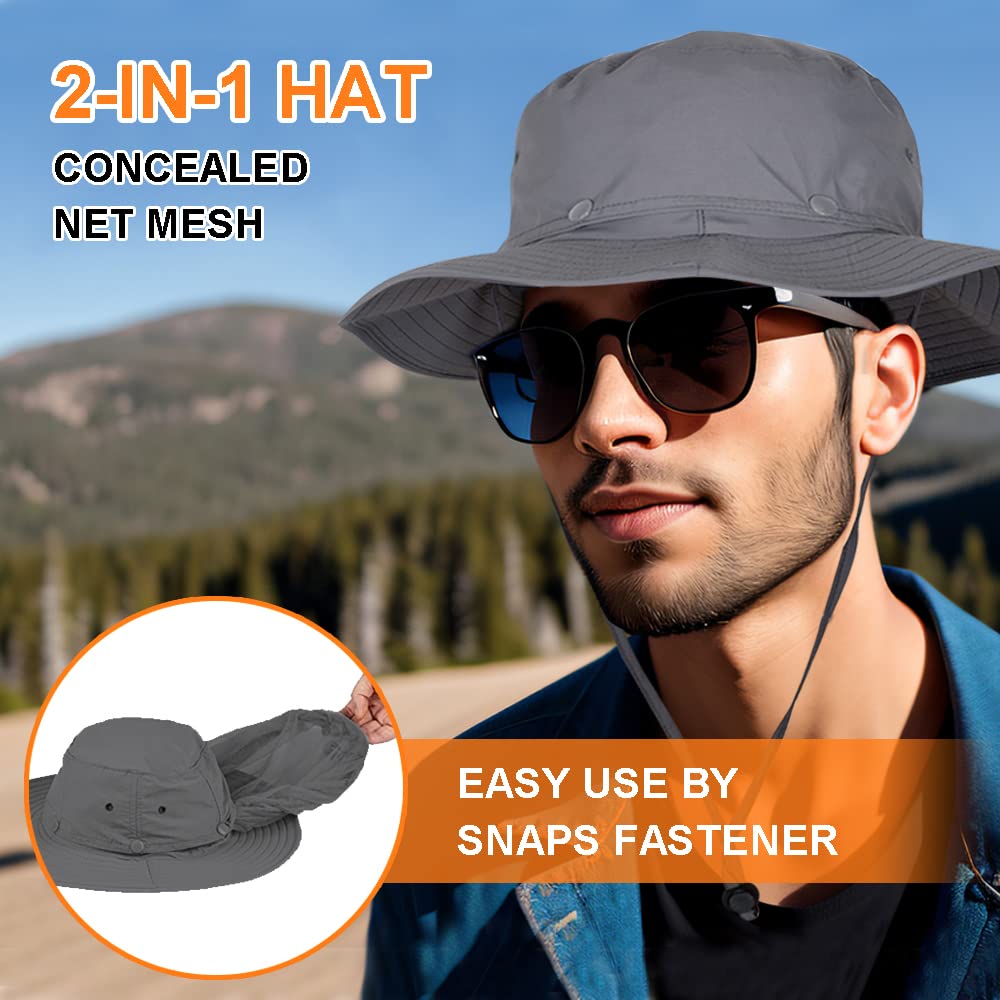 Solar Fan Mosquito Net Hat with Neck Flap