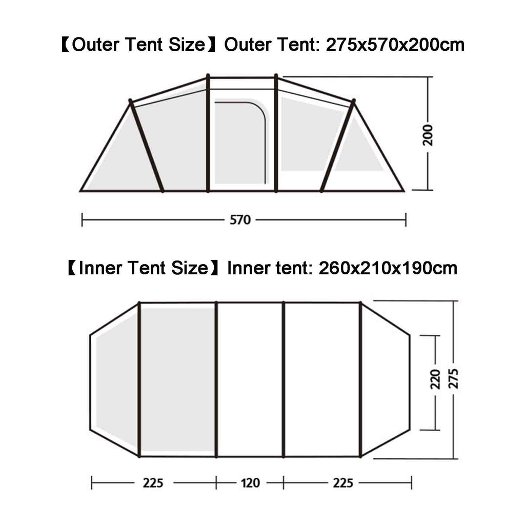 Family Tunnel Camping Tent 5–8 Person