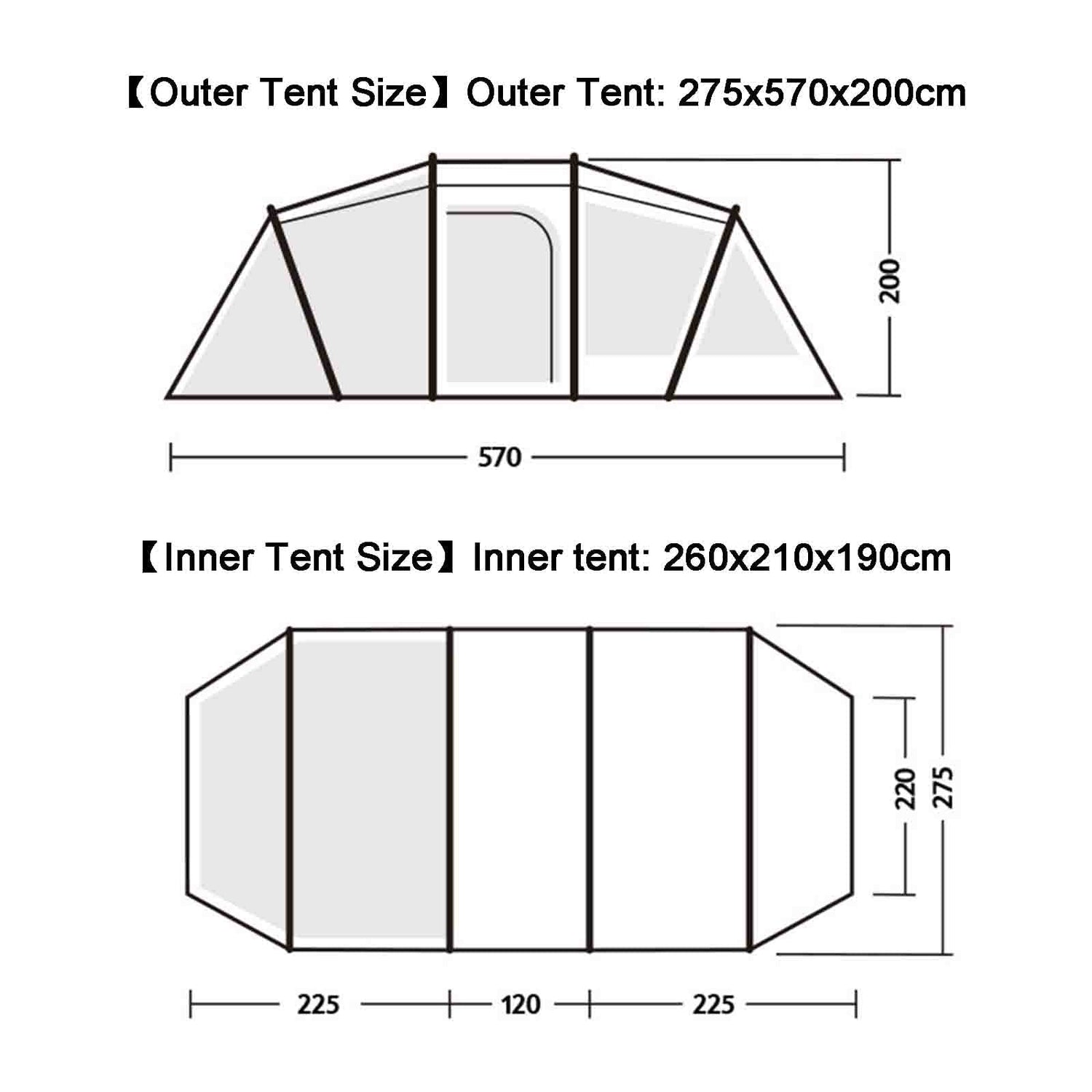 Family Tunnel Camping Tent 5–8 Person
