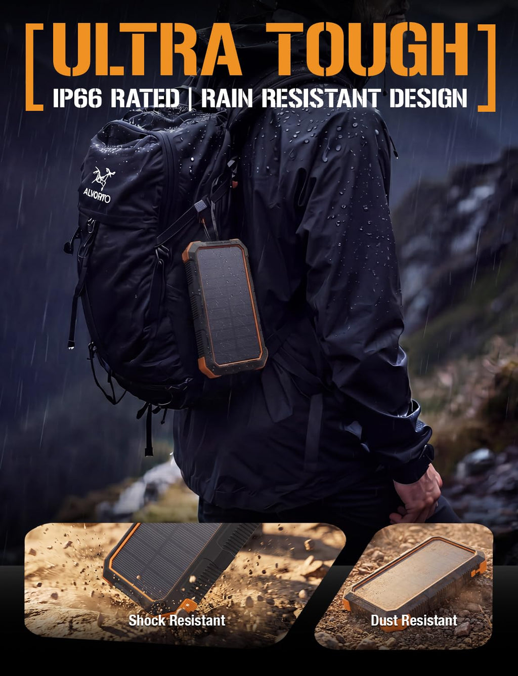 24000mAh Solar Power Bank with Fast Charging & Flashlight