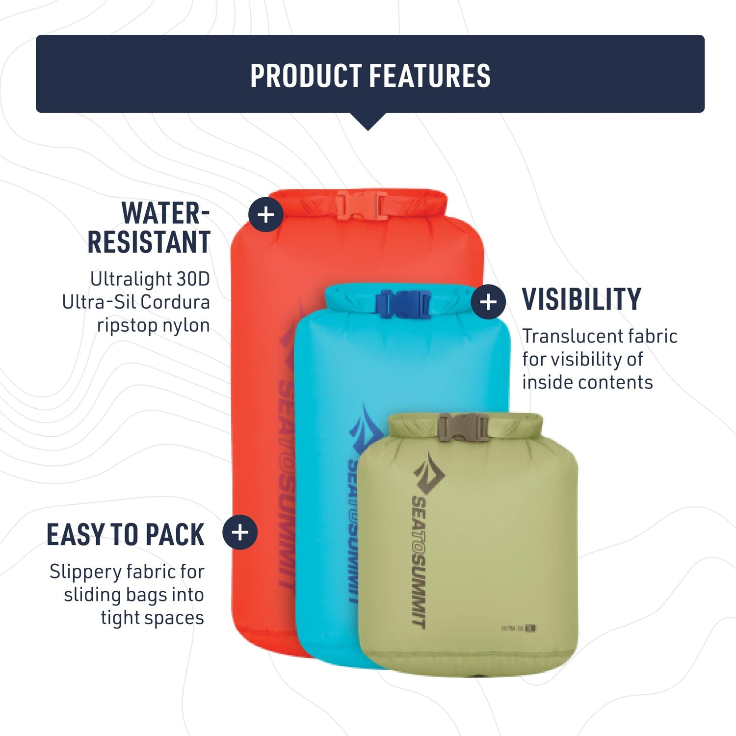 Sea to Summit Ultra-Sil Dry Bag Set, Ultralight Waterproof Stuff Sack