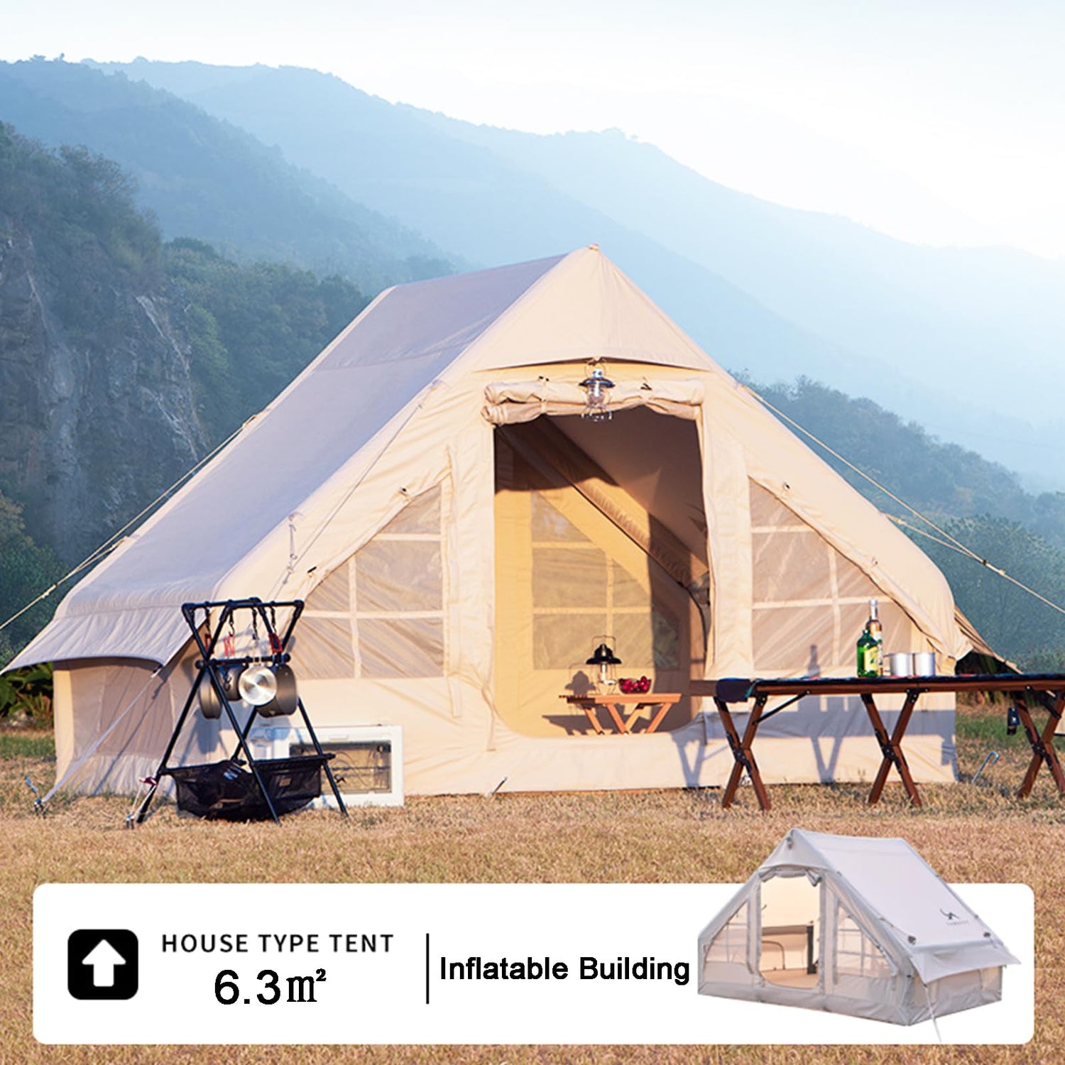 Large Inflatable 4-Season Camping Tent 5–6 Person
