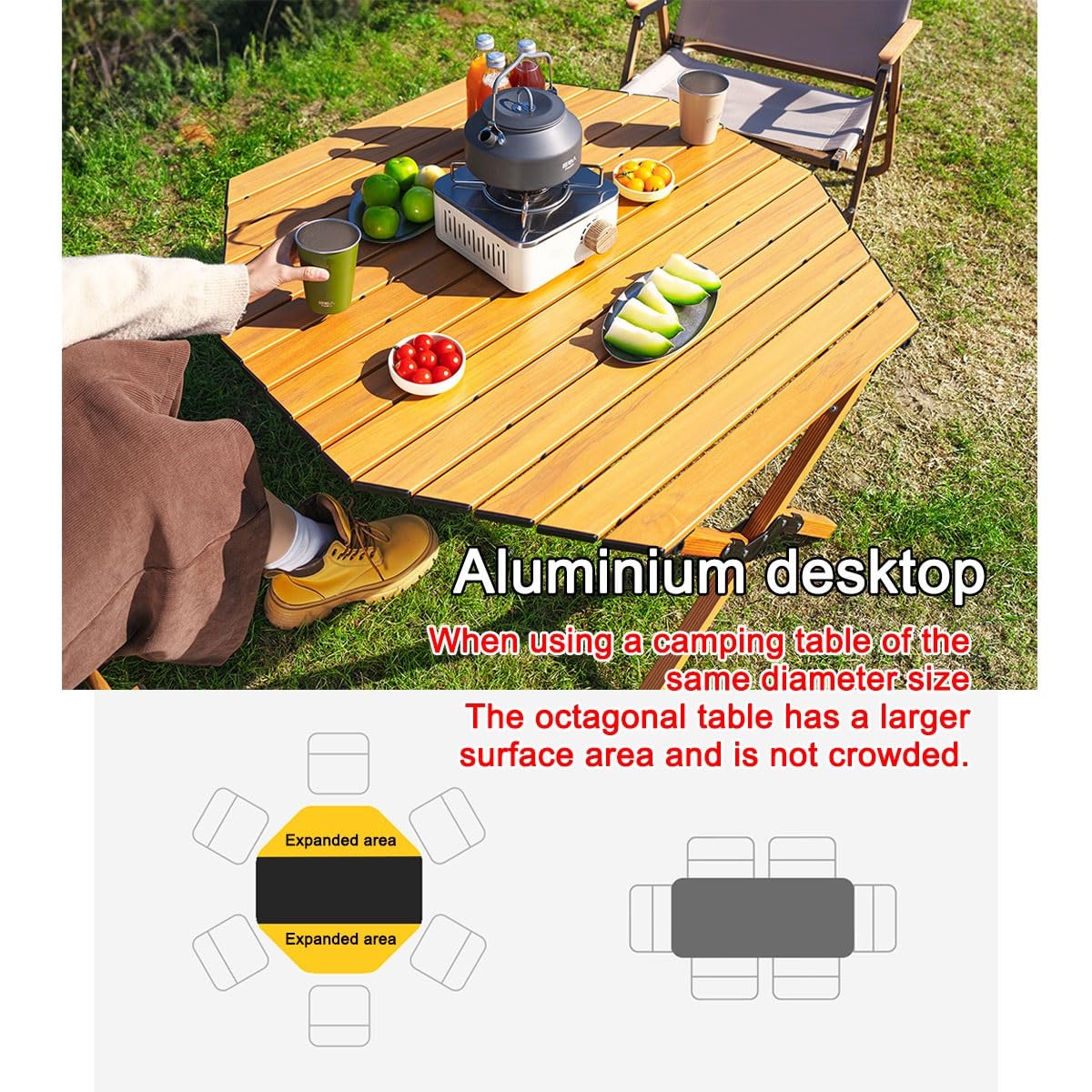 Foldable Aluminum Camping Table with Carry Bag