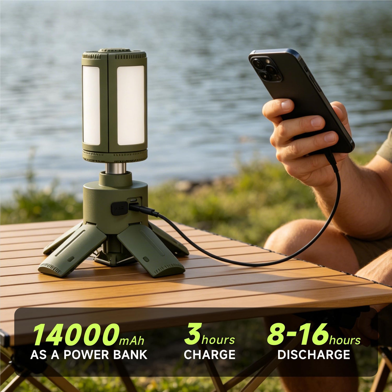 Rechargeable LED Camping Lantern with Tripod Stand