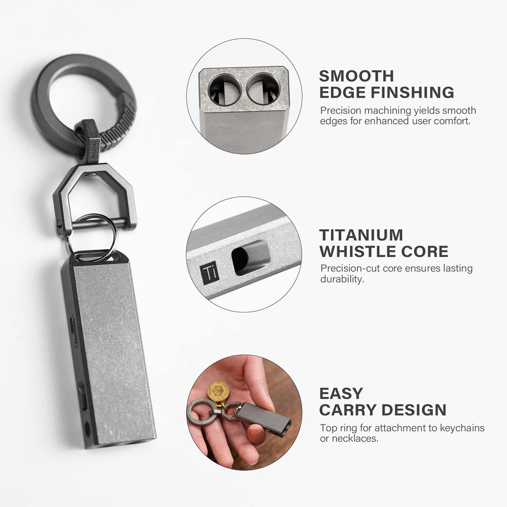 Brass Mini Compass & Titanium Survival Whistle Set