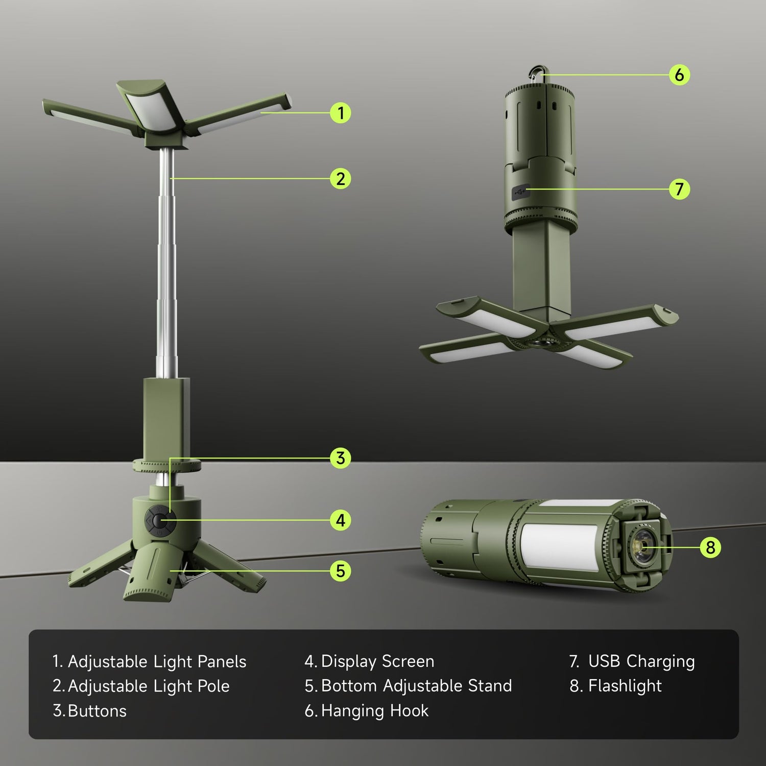 Rechargeable LED Camping Lantern with Tripod Stand
