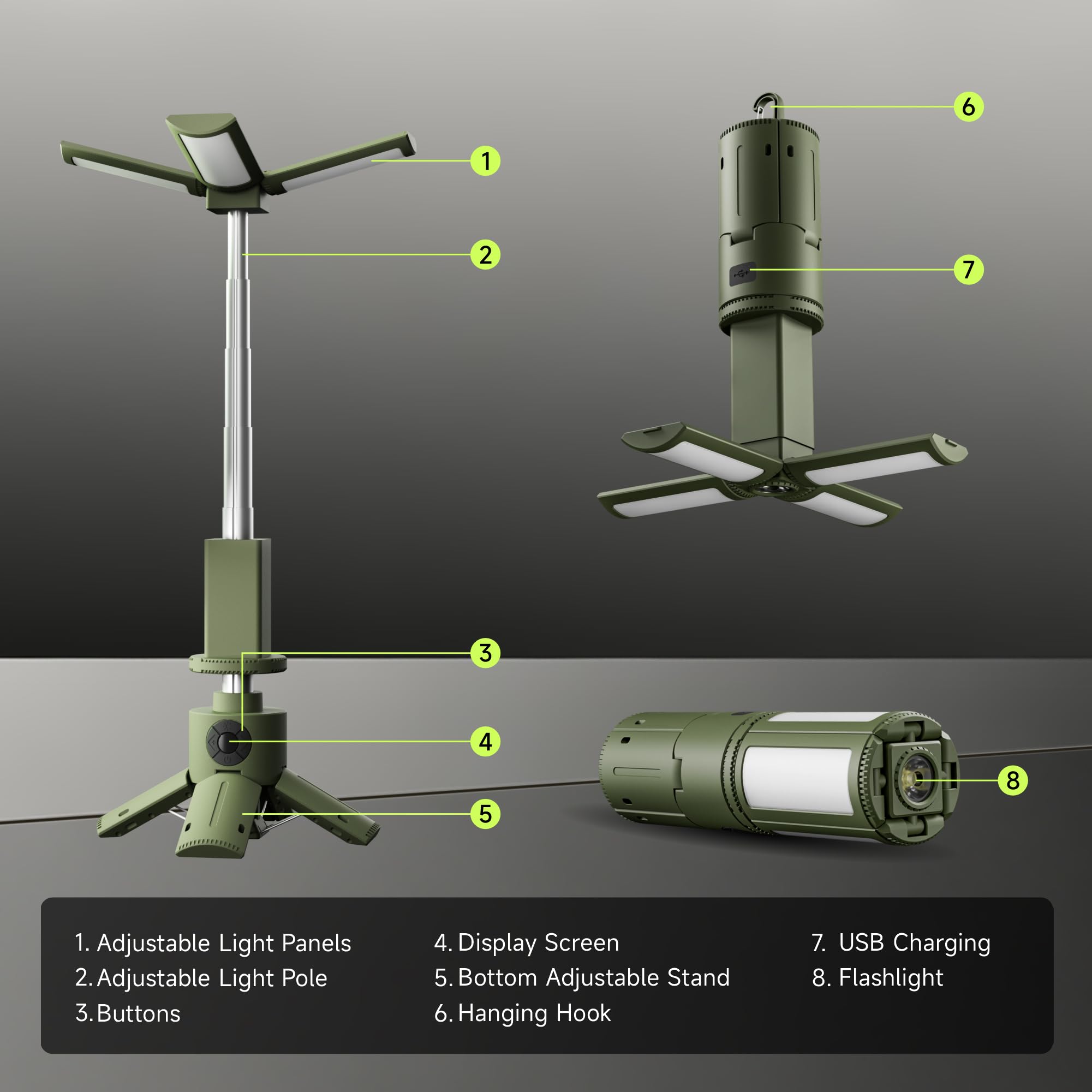 Rechargeable LED Camping Lantern with Tripod Stand