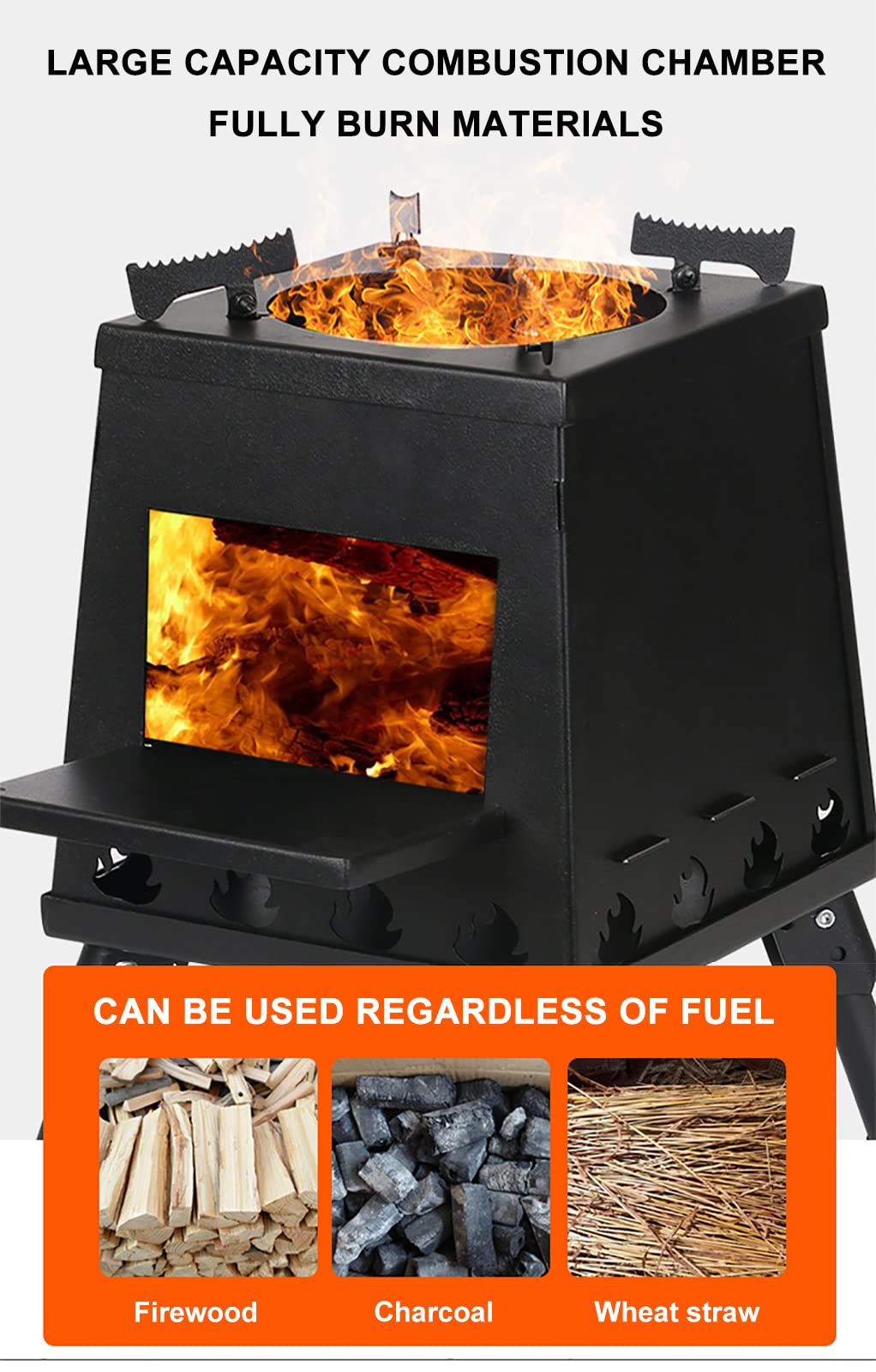 Portable Camping Rocket Wood Stove with Storage Bag
