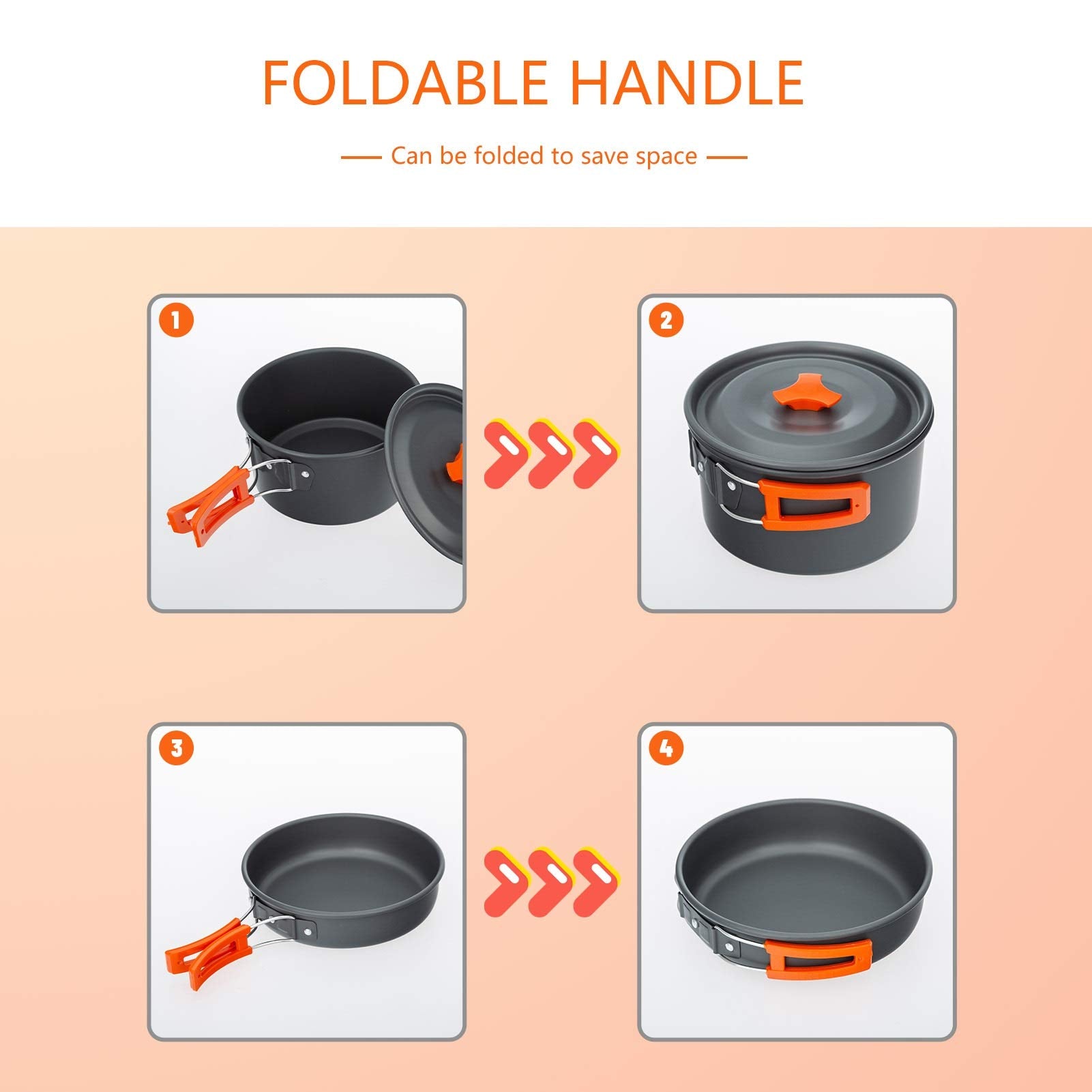 Lightweight Camping Cookware Set with Kettle & Cups