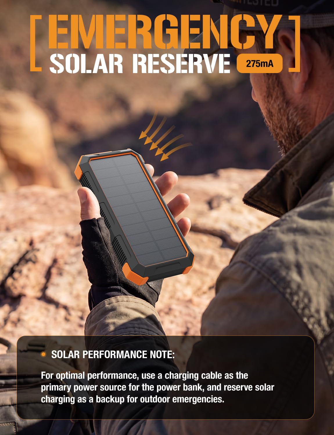 24000mAh Solar Power Bank with Fast Charging & Flashlight