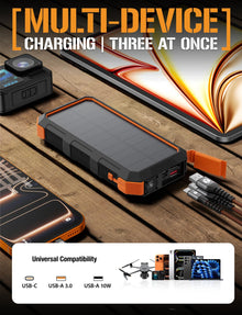 24000mAh Solar Power Bank with Fast Charging & Flashlight