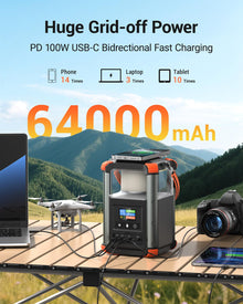 Solar Power Bank 20000mAh with Hand Crank & Fast Charging