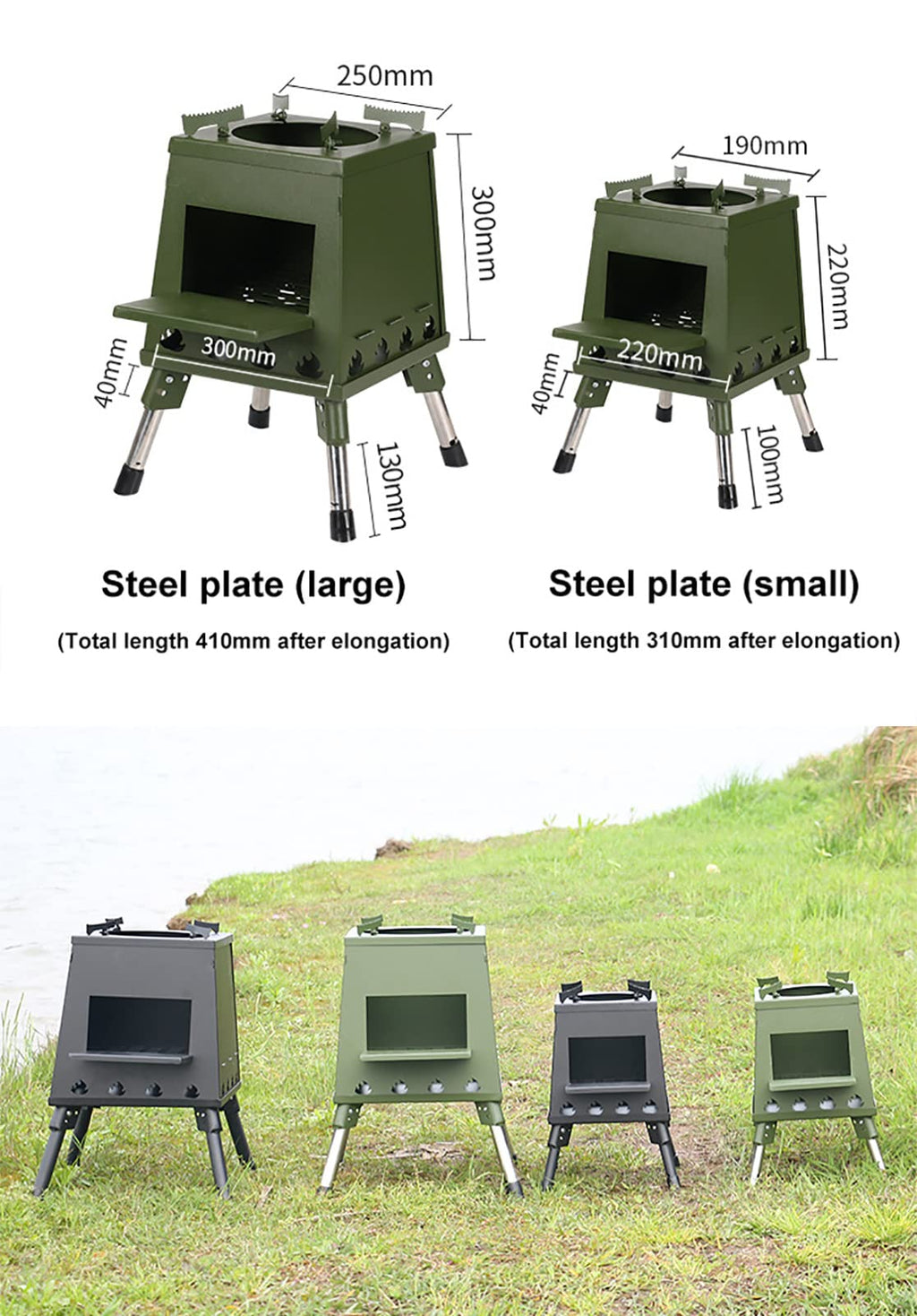 Portable Camping Rocket Wood Stove with Storage Bag