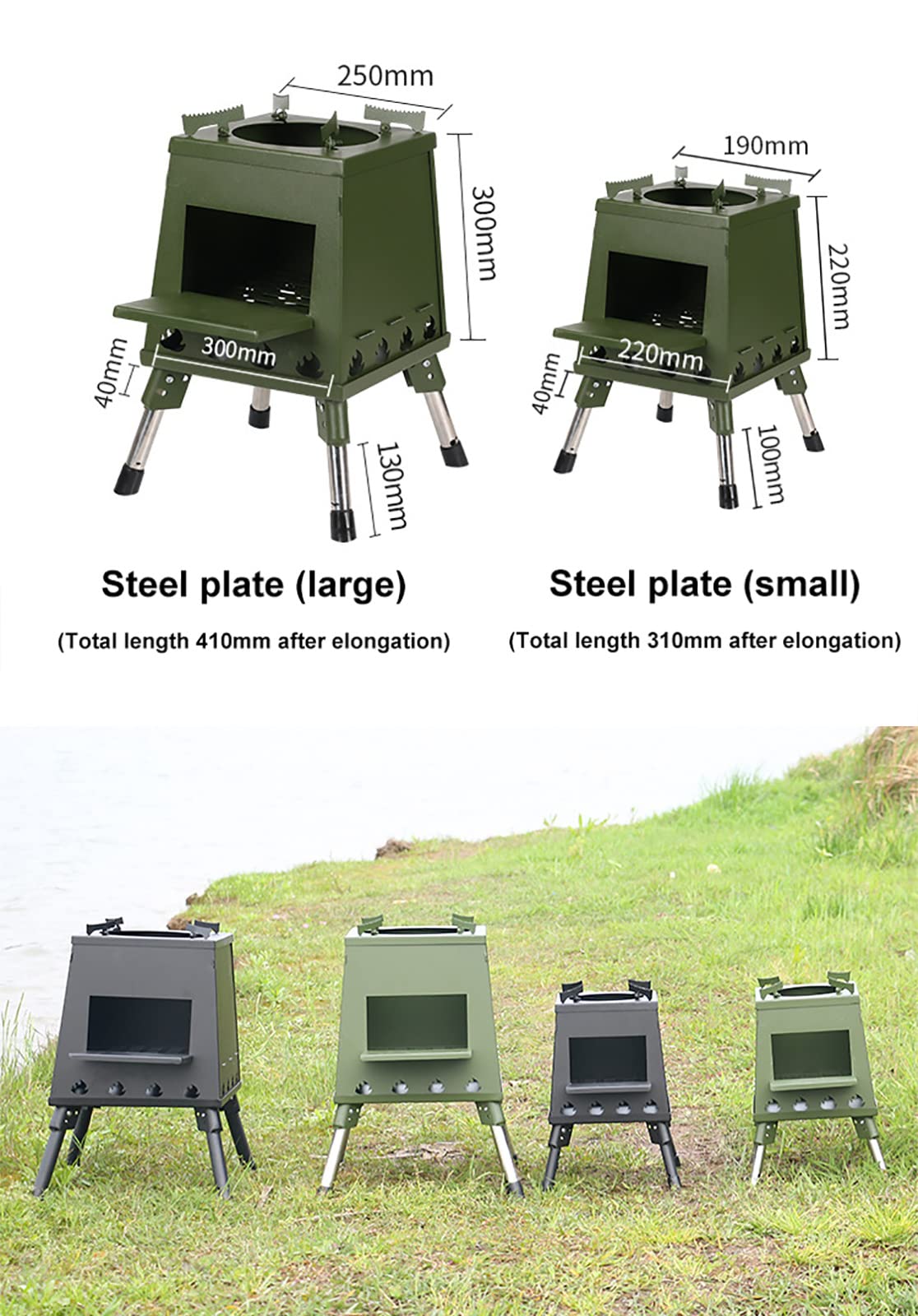 Portable Camping Rocket Wood Stove with Storage Bag