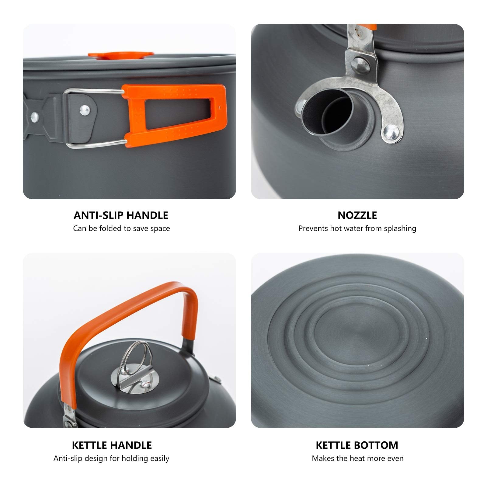 Lightweight Camping Cookware Set with Kettle & Cups