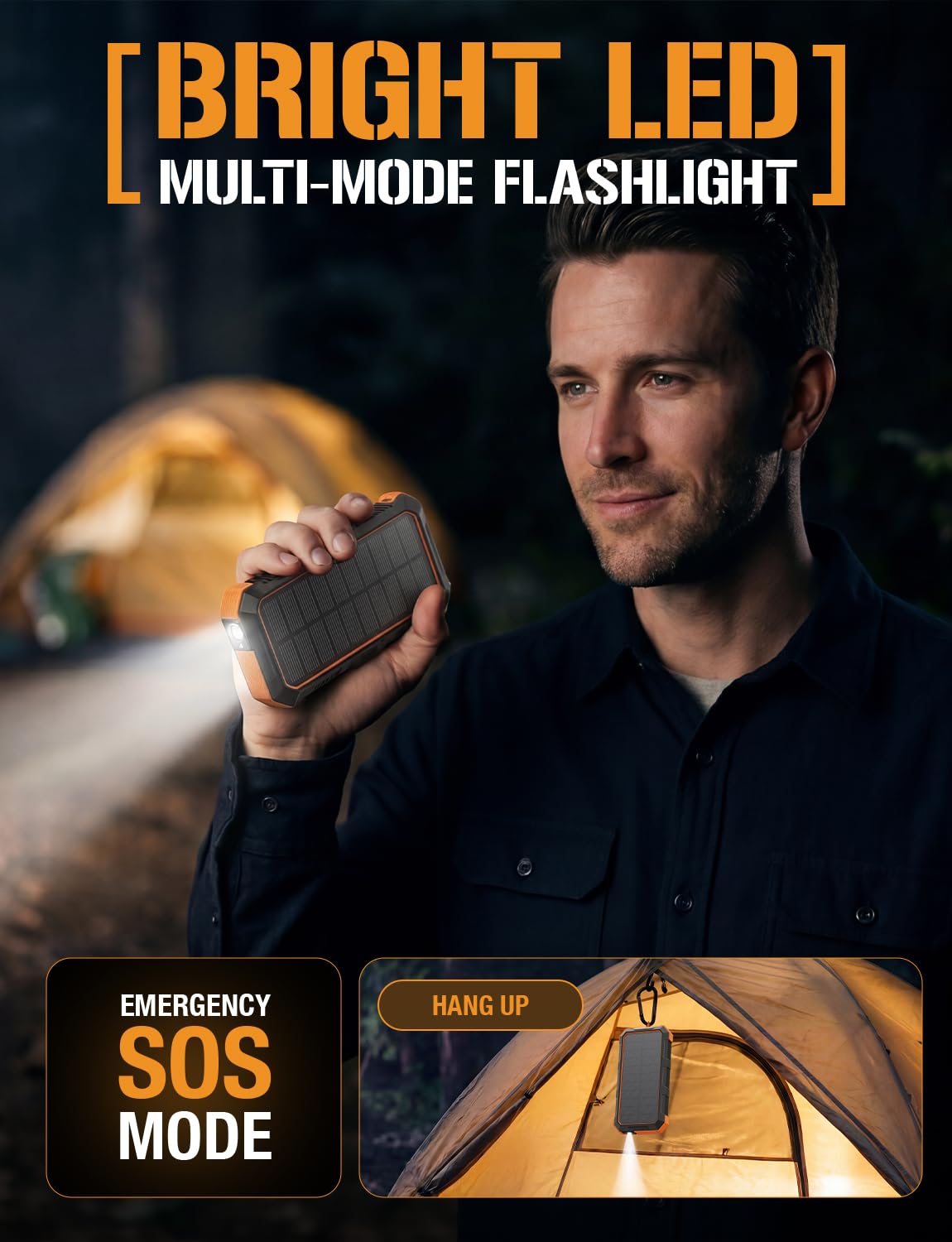 24000mAh Solar Power Bank with Fast Charging & Flashlight