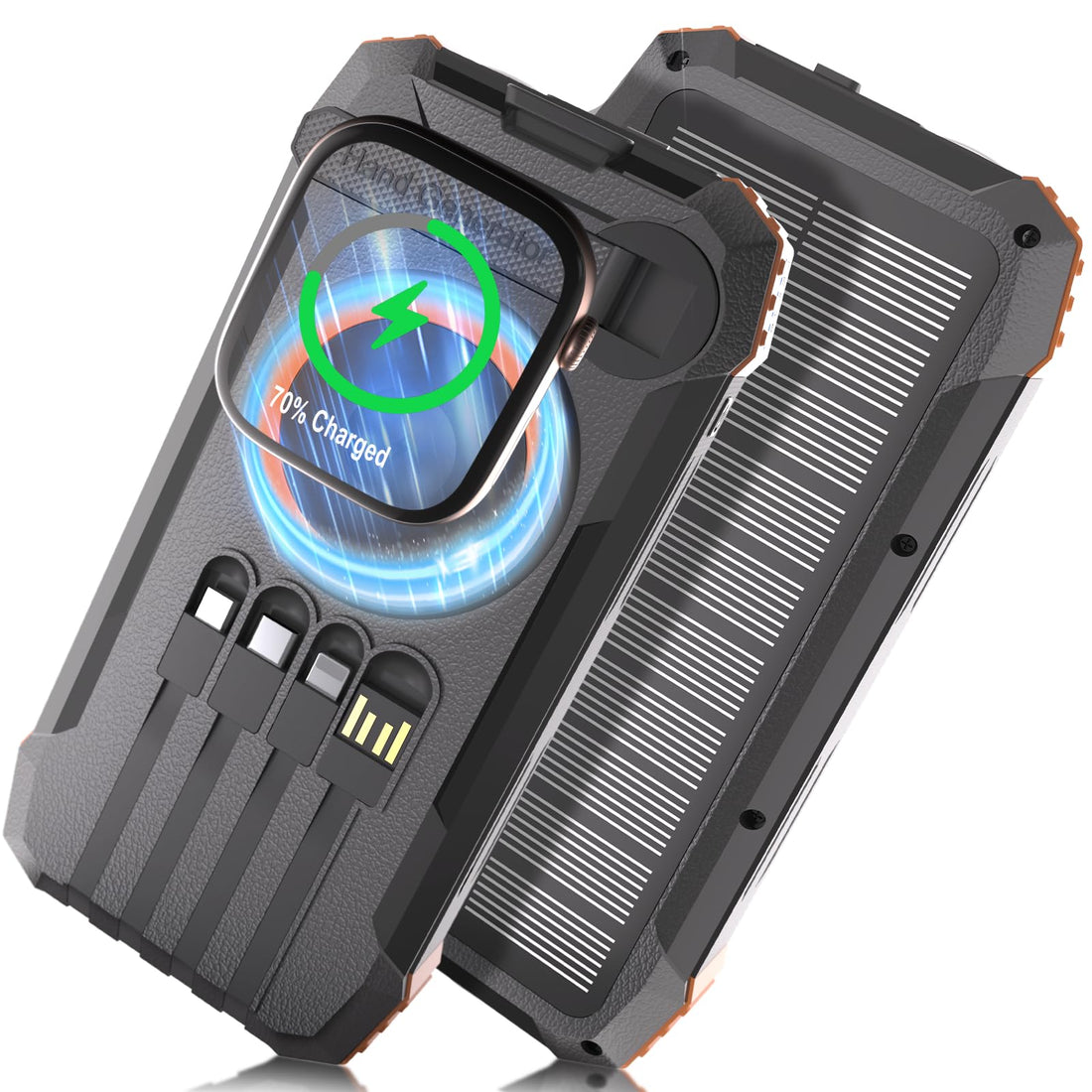 49800mAh Solar Power Bank with Wireless Charging & Hand Crank