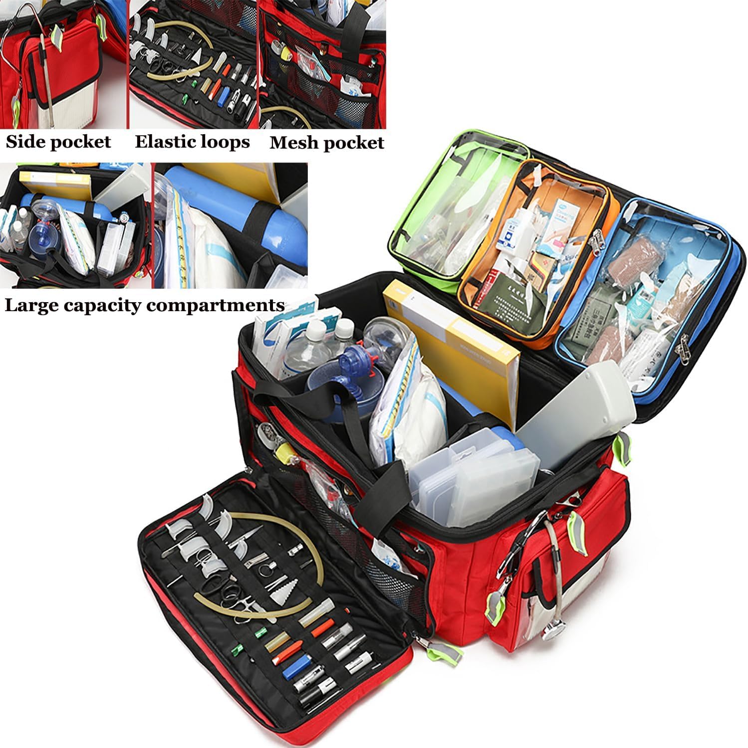Large Capacity Rolling First Aid Kit Bag