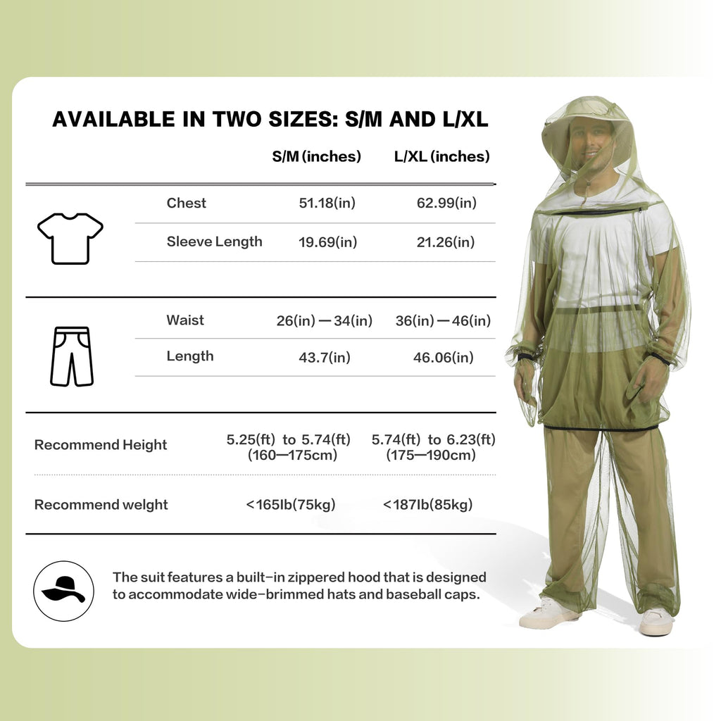 6-Piece Mosquito Protection Suit with Hood & Pants