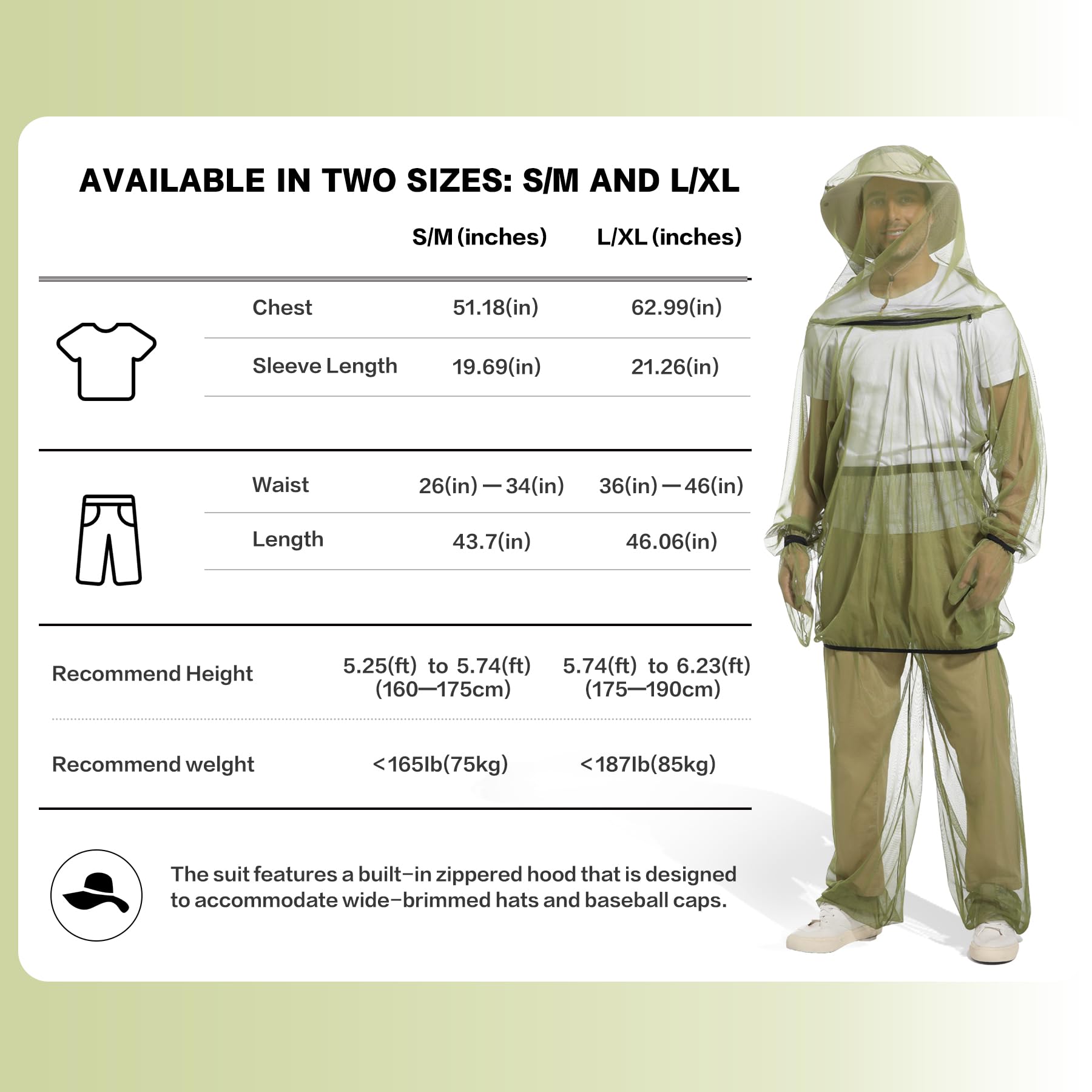6-Piece Mosquito Protection Suit with Hood & Pants