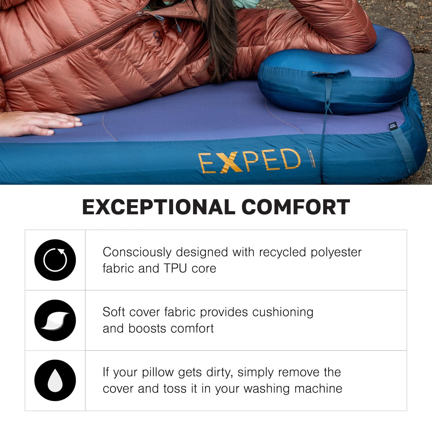 Lightweight Camping Pillow with Washable Cover