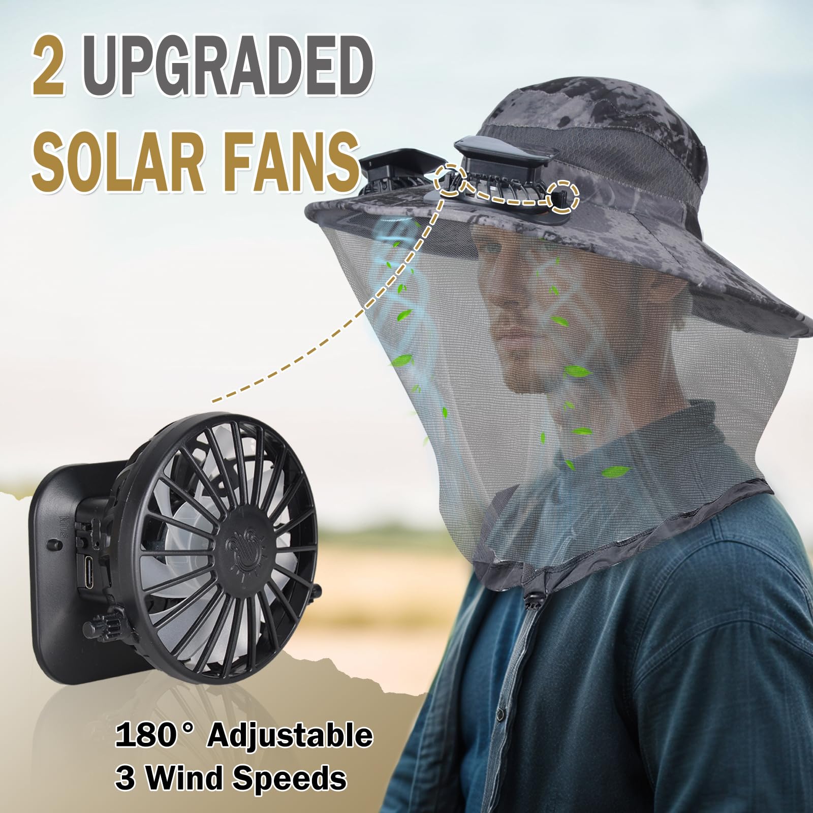 Solar Fan Hat & 45L Cooler Backpack Set