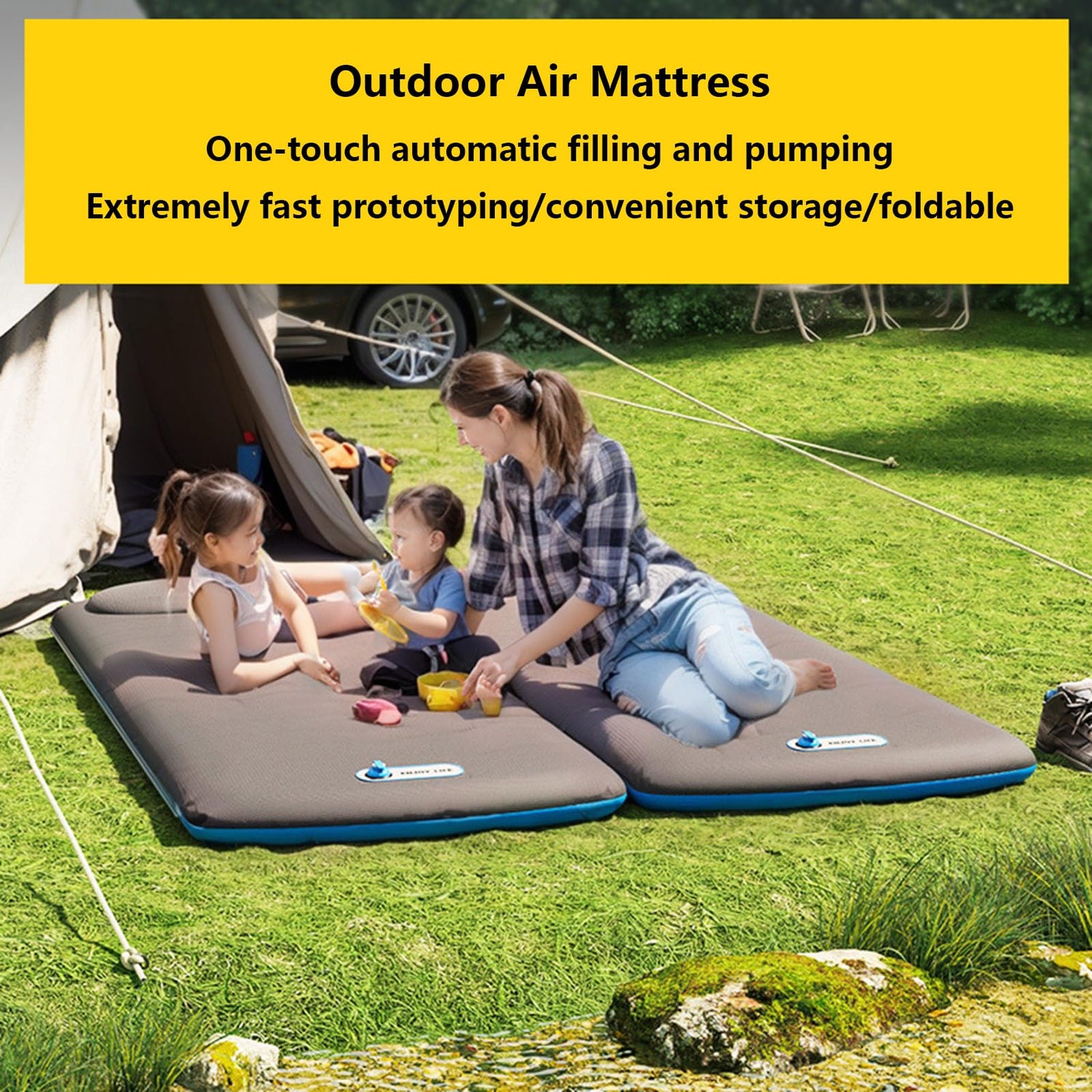 Self-Inflating Camping Sleeping Pad with Built-In Pillow