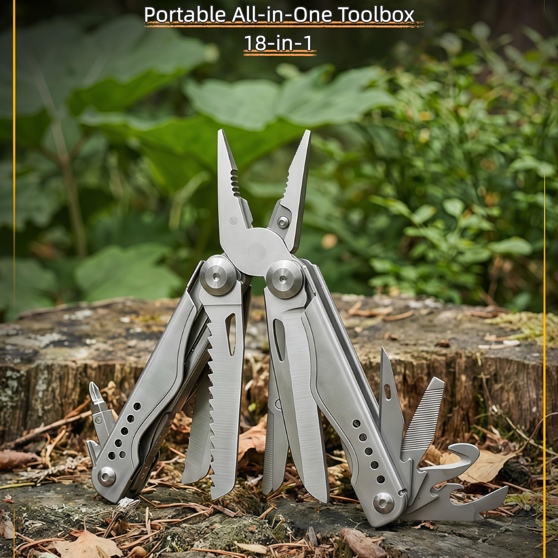 Stainless Steel Multi-Tool Pliers with Screwdriver Bits