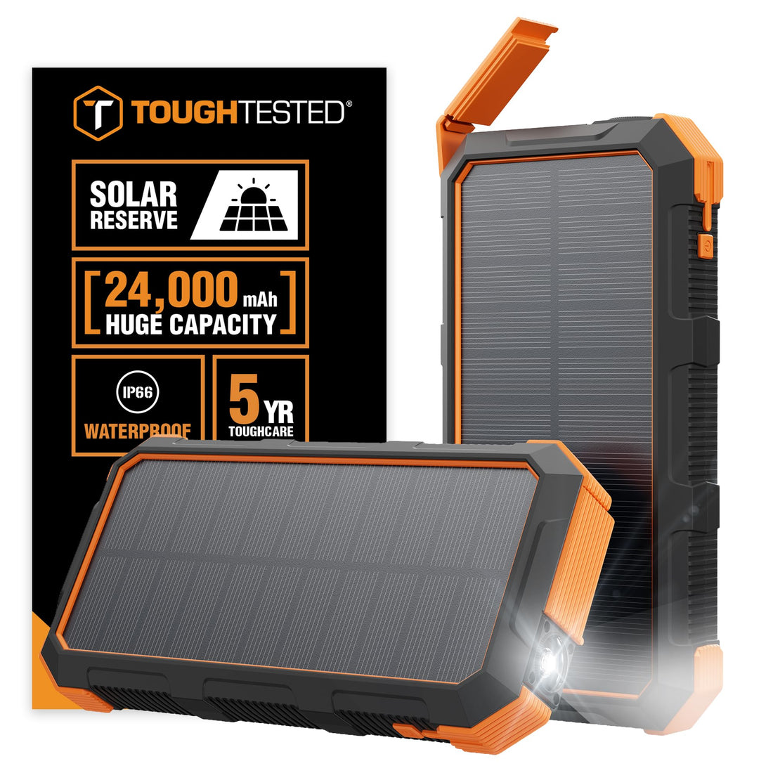 24000mAh Solar Power Bank with Fast Charging & Flashlight