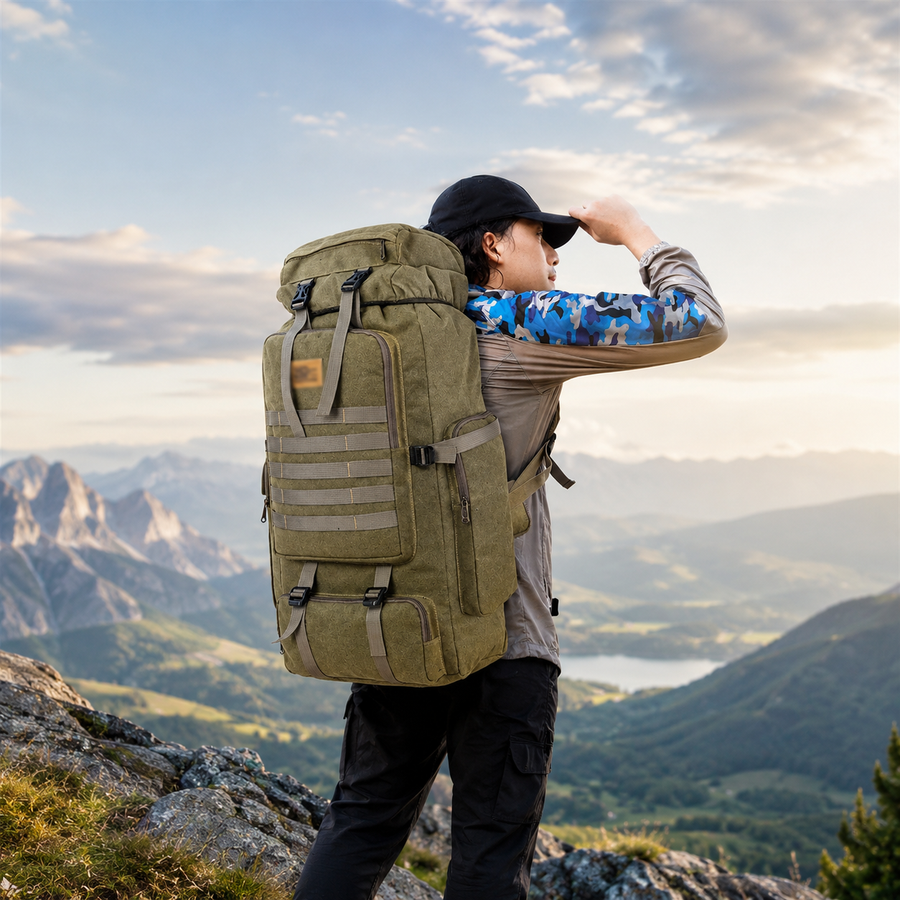 ASWRTYJO 80L Backpack Hiking Multi Compartment Travel Mountaineering Bag